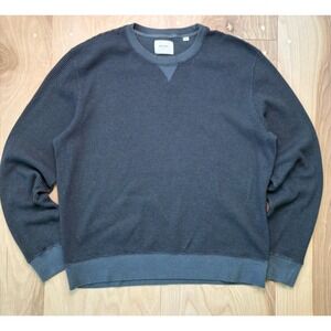 Billy Reid Men's Waffle Knit Sweater Crewneck Blue Cotton Pullover Size L